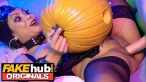 College Teen Parties, First Fucking a Pumpkin, Then Bangs Horny Babe