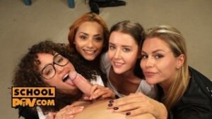 Four Schoolgirls Deepthroat POV