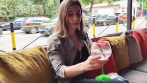 Stepsister Orgasms Remotely Controlled in Bar